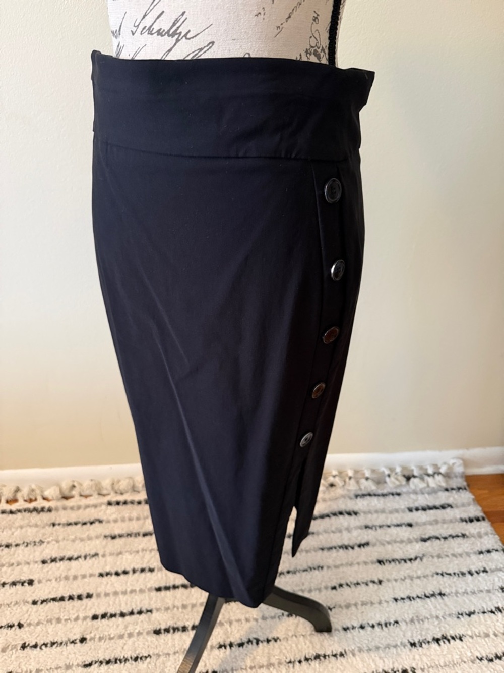 New York & Company Black Button-Accent Pencil Skirt